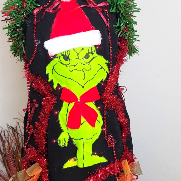**SOLD** Ugly Christmas Sweater Party Light up Grinch Dress - Picture 3 of 7